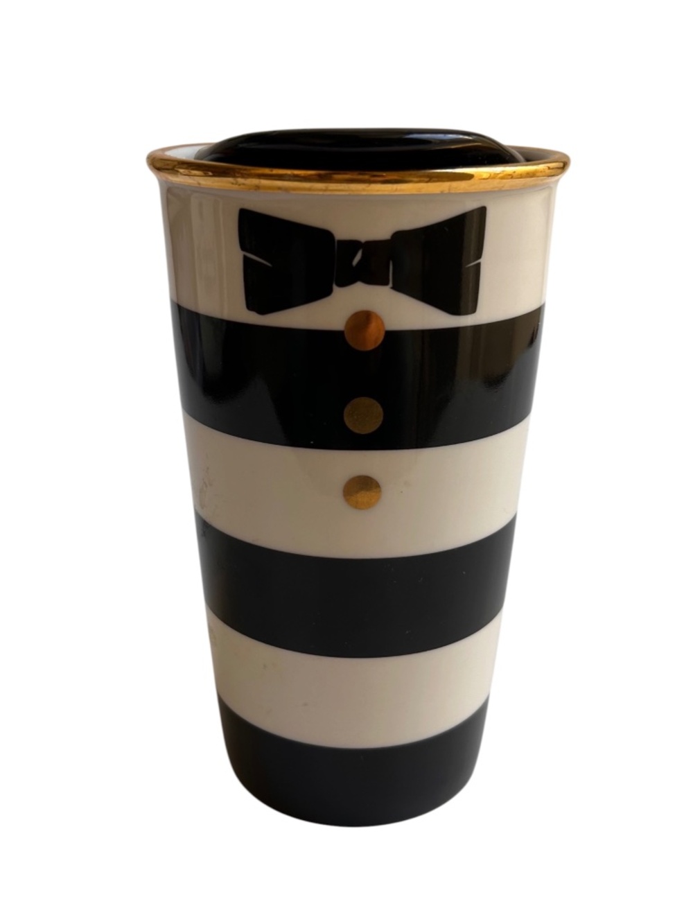 Starbucks x Alice + Olivia Collab Tuxedo 12 oz Ceramic Travel Mug w/ Lid 2013